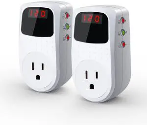 Surge Protector Outlet, Voltage Regulator, Surge Protector for Refrigerator/TV/PC/Home Appliance, Wall Tap Adapter, Space Saving Design, LED Display Screen, Adjustable,120V, 15A, 1800W, 2 Pack Surge Protector Outlet, Voltage Regulator, Surge Protector for Refrigerator/TV/PC/Home Appliance, Wall Tap Adapter, Space Saving Design, LED Display Screen, Adjustable,120V, 15A, 1800W, 2 Pack