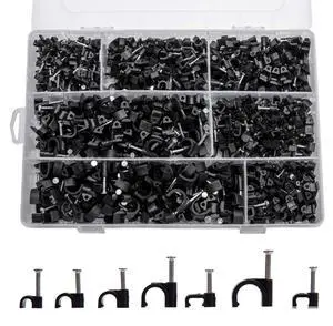 700 Pcs Cable Clips with Steel Nails, Nail in Cable Clips, Black 4/5/6/8/10mm Cable Wire Clips, Cable Wall Clips, Wire Staples Cord Clips with Nails for Speaker Ethernet Cords Wires 700 Pcs Cable Clips with Steel Nails, Nail in Cable Clips, Black 4/5/6/8/10mm Cable Wire Clips, Cable Wall Clips, Wire Staples Cord Clips with Nails for Speaker Ethernet Cords Wires