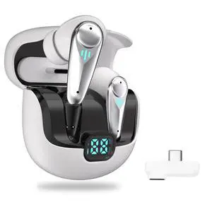 2.4GHZ Wireless Gaming Earbuds,30MS Low-Latency,Bluetooth 5.4,with ANC Active Noise Cancelling,USB-C Dongle Included-Compatible with Meta Quest 3/2,Steam Deck,PS5/4,VR,PC,Switch (Whlte) 2.4GHZ Wireless Gaming Earbuds,30MS Low-Latency,Bluetooth 5.4,with ANC Active Noise Cancelling,USB-C Dongle Included-Compatible with Meta Quest 3/2,Steam Deck,PS5/4,VR,PC,Switch (Whlte)