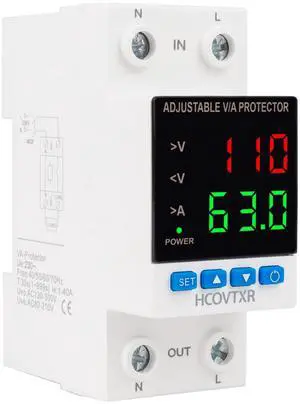 Aadjustable Circuit Breaker 110V 63A Smart Circuit Breaker Over and Under Voltage Protector Adjustable Voltage Regulator with LED Display for Home RV Solar Systems(Dual Display, 63A) Aadjustable Circuit Breaker 110V 63A Smart Circuit Breaker Over and Under Voltage Protector Adjustable Voltage Regulator with LED Display for Home RV Solar Systems(Dual Display, 63A)