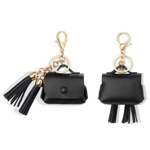 Charging Case Cover for Apple Air Pods Pro, Genuine Leather Case with a Couple of Drooping Tassels for Apple AirPods Pro 1st (2019) / AirPods Pro 2nd (2022) Charging Case - Black Charging Case Cover for Apple Air Pods Pro, Genuine Leather Case with a Couple of Drooping Tassels for Apple AirPods Pro 1st (2019) / AirPods Pro 2nd (2022) Charging Case - Black