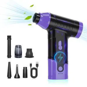 Compressed Air Duster Keyboard Cleaner, Electric Air Blower (Purple) | Cleaning Kit 150,000 RPM Mini Duster Spray for Dusting PC, Car, and Vacuum Compressed Air Duster Keyboard Cleaner, Electric Air Blower (Purple) | Cleaning Kit 150,000 RPM Mini Duster Spray for Dusting PC, Car, and Vacuum