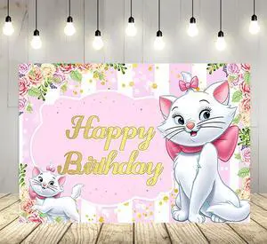 Pink Cat Backdrop for Birthday Party Supplies Pink Marie Photo Backgrounds Marie Cat Theme Baby Shower Banner 59x38in JW623E Pink Cat Backdrop for Birthday Party Supplies Pink Marie Photo Backgrounds Marie Cat Theme Baby Shower Banner 59x38in JW623E