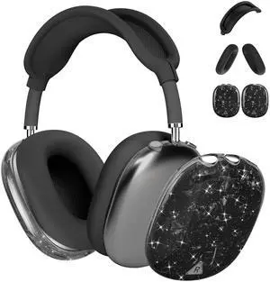 Case Cover for AirPods Max Headphone,Glitter Shell Pattern TPU Ear Cup Case,Silicone Ear Pad/Headband Protective Cover Accessories Compatible with Apple AirPods Max(2024/2020),Glitter Black Seashell Case Cover for AirPods Max Headphone,Glitter Shell Pattern TPU Ear Cup Case,Silicone Ear Pad/Headband Protective Cover Accessories Compatible with Apple AirPods Max(2024/2020),Glitter Black Seashell