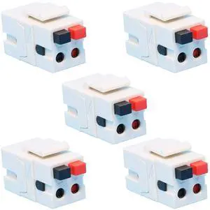Speaker Keystone Jack Spring Loaded Speaker Jack for Keystone Wall Plate, Female to Female, for Home Theater Wall Plates - White (5-Pack) Speaker Keystone Jack Spring Loaded Speaker Jack for Keystone Wall Plate, Female to Female, for Home Theater Wall Plates - White (5-Pack)