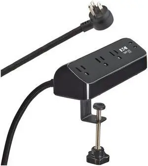 Eaton series Desk Clamp Power Strip Surge Protector, 3-Outlets, 2x 30W USB-C Charging Ports, 900 Joules, 10ft Braided Flat Extension Cord, Manufacturer's (TLP310U30CLAMPB) Eaton series Desk Clamp Power Strip Surge Protector, 3-Outlets, 2x 30W USB-C Charging Ports, 900 Joules, 10ft Braided Flat Extension Cord, Manufacturer's (TLP310U30CLAMPB)