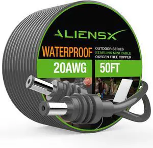 50FT/15M DC Power Cable for Starlink Mini/Starlink Mini X | Extension Cord, Weatherproof Outdoor Power Supply for Camping RV Home, 20AWG Heavy Duty with 50FT/15M DC Power Cable for Starlink Mini/Starlink Mini X | Extension Cord, Weatherproof Outdoor Power Supply for Camping RV Home, 20AWG Heavy Duty with