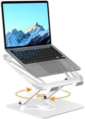 Laptop Stand for Desk, Adjustable Computer Notebook Stand with 360° Rotating Base, Ergonomic Laptop Riser for Collaborative Work, Foldable & Portable Laptop Stand,fits for 11-17" Laptops,White Laptop Stand for Desk, Adjustable Computer Notebook Stand with 360° Rotating Base, Ergonomic Laptop Riser for Collaborative Work, Foldable & Portable Laptop Stand,fits for 11-17" Laptops,White