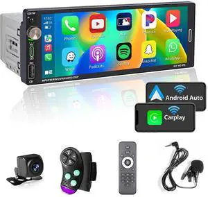 Single Din Car Touchscreen(6.9") Radio with Wireless Apple CarPlay | Android Auto Bluetooth Type-C USB (2.1A Fast Charge) Backup Camera Car Stereo with Knob Headunit Audio Receiver Single Din Car Touchscreen(6.9") Radio with Wireless Apple CarPlay | Android Auto Bluetooth Type-C USB (2.1A Fast Charge) Backup Camera Car Stereo with Knob Headunit Audio Receiver