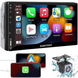 Double Din Car Stereo with 7 Inch Touchscreen, Radio Audio Receiver, Compatible with Wired Apple CarPlay & Android Auto, Mirror Link Support, Bluetooth Hands-Free, Backup Camera, FM/USB/TF/AUX, 12V Double Din Car Stereo with 7 Inch Touchscreen, Radio Audio Receiver, Compatible with Wired Apple CarPlay & Android Auto, Mirror Link Support, Bluetooth Hands-Free, Backup Camera, FM/USB/TF/AUX, 12V