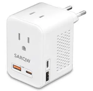 220V to 110V Voltage Conversion Plug Adapter for Traveling from USA to Europe with 2 USB and 2 USBC Ports PD 20 W, 2 AC Outlets International Power Adapter 220V to 110V Voltage Conversion Plug Adapter for Traveling from USA to Europe with 2 USB and 2 USBC Ports PD 20 W, 2 AC Outlets International Power Adapter