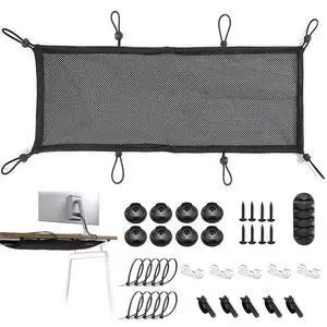 Under Desk Cable Management Net, 36PCS Under Table Cord Management Mesh Organizer Flexible Wire Hiders, Extra Large Capacity Wire Management Kit Under Desk, Fits Most Tables Under Desk Cable Management Net, 36PCS Under Table Cord Management Mesh Organizer Flexible Wire Hiders, Extra Large Capacity Wire Management Kit Under Desk, Fits Most Tables