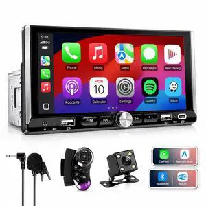 Single Din Car Stereo - 6.9" InCell Touchscreen Car Radio with Wireless Apple Carplay Android Auto, Car Audio with Bluetooth 5.2 Mirror Link Backup Camera USB/Type C Fast Charge FM EQ SWC Single Din Car Stereo - 6.9" InCell Touchscreen Car Radio with Wireless Apple Carplay Android Auto, Car Audio with Bluetooth 5.2 Mirror Link Backup Camera USB/Type C Fast Charge FM EQ SWC