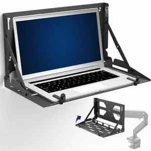 Black Flip Down 13 to 17 inch Laptop Tray Holder, Mount-FDLAP1 | Designed for Wall-Mounted Floating Workstation or VESA Stand Accessory, Space Saving, Holds 22 lbs Black Flip Down 13 to 17 inch Laptop Tray Holder, Mount-FDLAP1 | Designed for Wall-Mounted Floating Workstation or VESA Stand Accessory, Space Saving, Holds 22 lbs