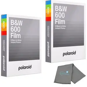 2 Pack Black & White Instant Film, Works with 600 and i-Type Cameras, 16 B&W Films, Bundle with a Cleaning Cloth 2 Pack Black & White Instant Film, Works with 600 and i-Type Cameras, 16 B&W Films, Bundle with a Cleaning Cloth