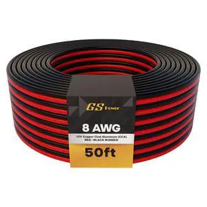 100ft CCA 8 Gauge Wire Automotive, 50 ft Red & Black Bonded, 10 AWG 12v, Speaker Electrical Wire Low Voltage Primary for Car Stereo Audio Amplifier Trailer Harness Hookup Wiring DIY 100ft CCA 8 Gauge Wire Automotive, 50 ft Red & Black Bonded, 10 AWG 12v, Speaker Electrical Wire Low Voltage Primary for Car Stereo Audio Amplifier Trailer Harness Hookup Wiring DIY