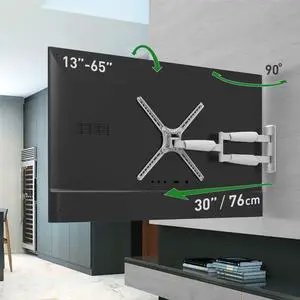 Long White TV Wall Mount, 13-65 inch Full Motion Articulating - 4 Movement Flat/Curved Screen Bracket, Holds up to 79lbs, Extremely Extendable, Fits LED OLED LCD (BM343XLW) Long White TV Wall Mount, 13-65 inch Full Motion Articulating - 4 Movement Flat/Curved Screen Bracket, Holds up to 79lbs, Extremely Extendable, Fits LED OLED LCD (BM343XLW)