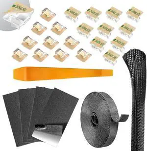 Dash Cam Installation Kit Trim Removal Tool, 20 Strong Adhesive Cable Clips, Reusable Cable Ties, Split Sleeve & Foam Pads Clean Car Wire Organizer Dash Cam Installation Kit Trim Removal Tool, 20 Strong Adhesive Cable Clips, Reusable Cable Ties, Split Sleeve & Foam Pads Clean Car Wire Organizer