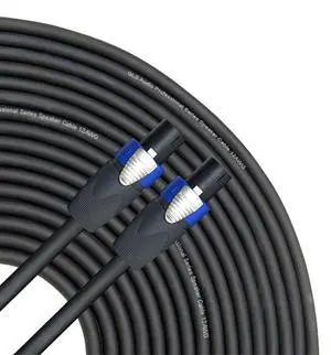 50 feet Speaker Cable 12AWG Patch Cords - 50 Ft Speakon to Speakon Professional Cables Black Neutrik NL4FX (NL4FC) 12 Gauge Wire - Pro 50' Speak-on Cord 12G - Single 50 feet Speaker Cable 12AWG Patch Cords - 50 Ft Speakon to Speakon Professional Cables Black Neutrik NL4FX (NL4FC) 12 Gauge Wire - Pro 50' Speak-on Cord 12G - Single