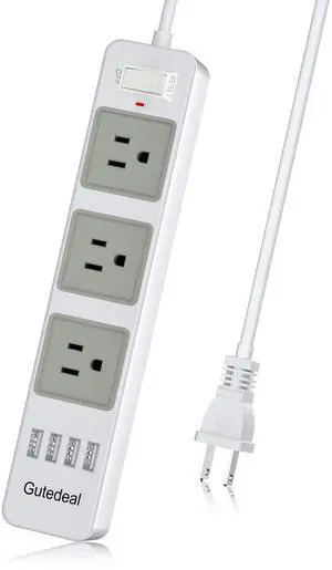2 Prong Power Strip with USB, 2 Prong to 3 Prong Outlet Adapter with 4 USB Ports 6.6ft Extension Cord, 3 AC Outlets Flat Plug Surge Protector for Smartphone Tablets Home, Office and Hotel, White 2 Prong Power Strip with USB, 2 Prong to 3 Prong Outlet Adapter with 4 USB Ports 6.6ft Extension Cord, 3 AC Outlets Flat Plug Surge Protector for Smartphone Tablets Home, Office and Hotel, White