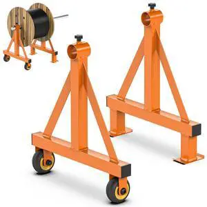 Wire Spool Rack Portable Cable Caddy Steel Wire Spool Holder | Wire Dispenser Rack with Wheels for up to 28" Diameter Spools 220 Lbs Capacity (Orange) Wire Spool Rack Portable Cable Caddy Steel Wire Spool Holder | Wire Dispenser Rack with Wheels for up to 28" Diameter Spools 220 Lbs Capacity (Orange)