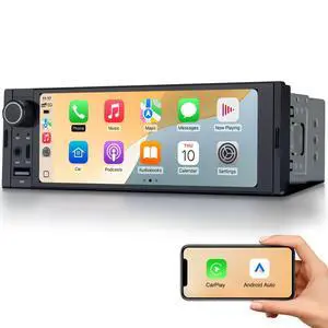 6.36" Single DIN Car Radio Stereo, Wireless CarPlay Android Auto | IPS HD touchscreen, Linux System, USB USB-C FM, phone link, Bluetooth, plug-and-play 6.36" Single DIN Car Radio Stereo, Wireless CarPlay Android Auto | IPS HD touchscreen, Linux System, USB USB-C FM, phone link, Bluetooth, plug-and-play