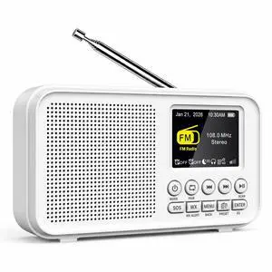 Portable FM Radio with 40 Presets, Bluetooth & 3000mAh Battery | NOAA Weather Alert, MicroSD Playback, 8W Speaker, Headphone Jack, Dual Alarm Clock & Sleep Timer for Home and Bedroom Portable FM Radio with 40 Presets, Bluetooth & 3000mAh Battery | NOAA Weather Alert, MicroSD Playback, 8W Speaker, Headphone Jack, Dual Alarm Clock & Sleep Timer for Home and Bedroom