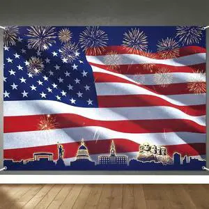 8x6ft Patriotic American Flag Backdrop 4th of July Banner Red White and Blue USA Flag Fireworks Photo Background Veteran Independence Day Memorial Day Party Decorations Supplies 8x6ft Patriotic American Flag Backdrop 4th of July Banner Red White and Blue USA Flag Fireworks Photo Background Veteran Independence Day Memorial Day Party Decorations Supplies