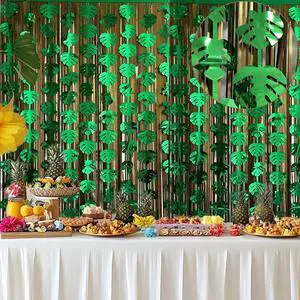 Hawaiian Decorations Tinsel Foil Fringe Curtains (4 Pcs) - 3.3x6.6 Ft Dark Gold and Green Tropical Leaves Tinsel Curtains for Summer Jungle Aloha Luau Party Decor Photo Booth Prop Backdrop Hawaiian Decorations Tinsel Foil Fringe Curtains (4 Pcs) - 3.3x6.6 Ft Dark Gold and Green Tropical Leaves Tinsel Curtains for Summer Jungle Aloha Luau Party Decor Photo Booth Prop Backdrop