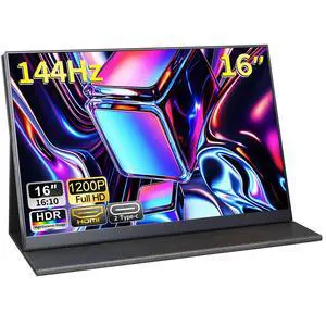 16" 144Hz FHD Portable Monitor,100% sRGB 1200P HDR Portable Gaming Monitor | Portable Monitor with USB-C HDMI VESA and Magic Cover,External Screen for Laptop,Mac,PC,Phone,PS5,Xbox,etc 16" 144Hz FHD Portable Monitor,100% sRGB 1200P HDR Portable Gaming Monitor | Portable Monitor with USB-C HDMI VESA and Magic Cover,External Screen for Laptop,Mac,PC,Phone,PS5,Xbox,etc