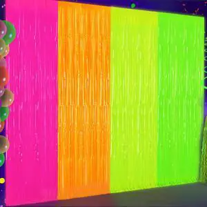 4 Pack Glow in The Dark Tinsel Curtains, Neon Party Decorations 3.3 x 6.6 Ft Blacklight Reactive Fluorescent Party Backdrop for Birthday Wedding, Neon Party, Glow Party Decorations Supplies 4 Pack Glow in The Dark Tinsel Curtains, Neon Party Decorations 3.3 x 6.6 Ft Blacklight Reactive Fluorescent Party Backdrop for Birthday Wedding, Neon Party, Glow Party Decorations Supplies