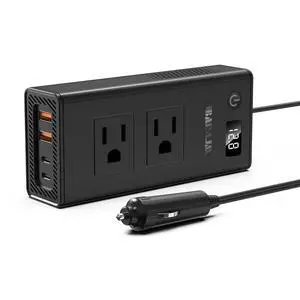 300W Car Voltage Converter Inverter DC 12V to AC 110V Ports Fast Charging Car Charger with Cigarette Lighter Plug with 2 Sockets and 4 USB for Business Trips and Vacation 300W Car Voltage Converter Inverter DC 12V to AC 110V Ports Fast Charging Car Charger with Cigarette Lighter Plug with 2 Sockets and 4 USB for Business Trips and Vacation