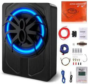 10" 1200W Slim Under Seat Powered Car Subwoofer with Color LED Ambient Light, All-in-One Subwoofer and Amplifier Package for Car Truck SUV Audio System 10" 1200W Slim Under Seat Powered Car Subwoofer with Color LED Ambient Light, All-in-One Subwoofer and Amplifier Package for Car Truck SUV Audio System