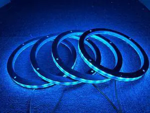4PCS 6.5" RGB Multiple Changing Car LED Speaker Ring Light Kit Colors Shift Coxial Lights Spacer Ring Light Bluetooth App & Remote Control 4PCS 6.5" RGB Multiple Changing Car LED Speaker Ring Light Kit Colors Shift Coxial Lights Spacer Ring Light Bluetooth App & Remote Control
