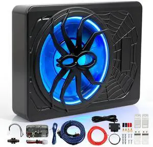 10" Slim Car Subwoofer 1200W Underseat Powered Subwoofer Car Audio Subs for Trucks Active Bass Speaker for Car Built-in Amplifier with Blue LED Ambient Light Low & High Level Inputs 10" Slim Car Subwoofer 1200W Underseat Powered Subwoofer Car Audio Subs for Trucks Active Bass Speaker for Car Built-in Amplifier with Blue LED Ambient Light Low & High Level Inputs