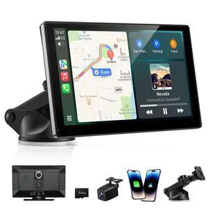 9" Wireless Carplay Screen with 4K Dash Cam & 1080P Backup Cam | Android Auto Screen, OTA Updates, GPS, Voice Control, BT, FM, Mirror Link, Easy Install, Fits All Cars 9" Wireless Carplay Screen with 4K Dash Cam & 1080P Backup Cam | Android Auto Screen, OTA Updates, GPS, Voice Control, BT, FM, Mirror Link, Easy Install, Fits All Cars