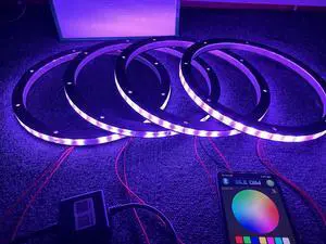 Sando Tech 4PCS 6.5'' RGB Changing Car LED Speaker Ring Lights Decorative Light Kit Multiple Color Shift Spacer Ring Light Coaxial Speaker Lights Bluetooth APP Control Sando Tech 4PCS 6.5'' RGB Changing Car LED Speaker Ring Lights Decorative Light Kit Multiple Color Shift Spacer Ring Light Coaxial Speaker Lights Bluetooth APP Control