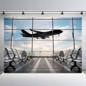Airport Terminal Airplane Photography Backdrop 7x5FT | Realistic Airport Airplane Terminal Wall, Lightweight Vinyl, Travel Pilot Photo Backdrop, Easy Hang & Wipe Clean Airport Terminal Airplane Photography Backdrop 7x5FT | Realistic Airport Airplane Terminal Wall, Lightweight Vinyl, Travel Pilot Photo Backdrop, Easy Hang & Wipe Clean