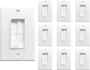 BestMounts - 10 Pack Brush Wall Plates Cable Pass Through - Decora Style Single Gang Brush Plate for Behind Wall Cable Management - Wall Cable Pass Through Insert for Wires, HDTV, HDMI & Home Theater BestMounts - 10 Pack Brush Wall Plates Cable Pass Through - Decora Style Single Gang Brush Plate for Behind Wall Cable Management - Wall Cable Pass Through Insert for Wires, HDTV, HDMI & Home Theater