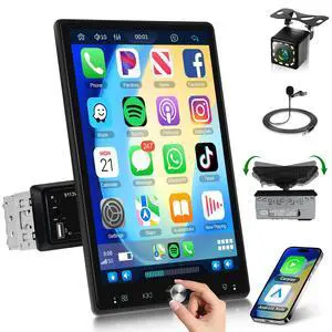 10.4 inch Single Din Car Stereo with Wireless Carplay Android Auto-2025 Upgraded 1080P IPS Detachable Touch Screen,5.2Bluetooth,12LED Backup Camera,FM Radio,USB/AUX,Mirror Link,SWC 10.4 inch Single Din Car Stereo with Wireless Carplay Android Auto-2025 Upgraded 1080P IPS Detachable Touch Screen,5.2Bluetooth,12LED Backup Camera,FM Radio,USB/AUX,Mirror Link,SWC