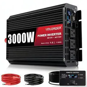 3000 Watt Power Inverter 12v to 110V/120V Converter Peak Power 6000W with 3 AC Outlets,1 USB Port, Remote Controller & LCD Screen DC to AC Inverter for RV Camping Off-Grid Solar Inverter Systems 3000 Watt Power Inverter 12v to 110V/120V Converter Peak Power 6000W with 3 AC Outlets,1 USB Port, Remote Controller & LCD Screen DC to AC Inverter for RV Camping Off-Grid Solar Inverter Systems