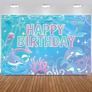 Dolphin Birthday Party Supplies Backdrop, Blue Birthday Photography Background, for Ocean Dolphin Theme Birthday Baby Shower Party Decorations Dolphin Birthday Party Supplies Backdrop, Blue Birthday Photography Background, for Ocean Dolphin Theme Birthday Baby Shower Party Decorations