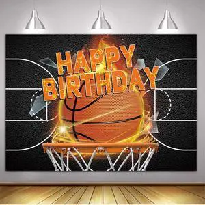 Basketball Birthday Backdrop 7x5FT Sports Party Photo Booth Banner | Basketball birthday backdrop with realistic court and hoop design, perfect for party decor, cake table and photo booth Basketball Birthday Backdrop 7x5FT Sports Party Photo Booth Banner | Basketball birthday backdrop with realistic court and hoop design, perfect for party decor, cake table and photo booth