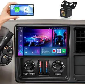 9" Car Stereo for Silverado Suburban Tahoe Avalanche 2003-2006 | 4GB+64GB QLED Touchscreen, Wireless CarPlay & Android Auto, GPS, Bluetooth, DSP, FM/AM and included AHD Backup Camera 9" Car Stereo for Silverado Suburban Tahoe Avalanche 2003-2006 | 4GB+64GB QLED Touchscreen, Wireless CarPlay & Android Auto, GPS, Bluetooth, DSP, FM/AM and included AHD Backup Camera