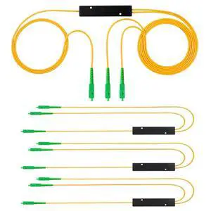 4PCS Fiber Optic Cable Splitter with 1 to 2 Distribution Channel 50:50 Ratio Wiring Coupler for GPON,FTTH,CATV System (SC-APC 1 to 2) 4PCS Fiber Optic Cable Splitter with 1 to 2 Distribution Channel 50:50 Ratio Wiring Coupler for GPON,FTTH,CATV System (SC-APC 1 to 2)