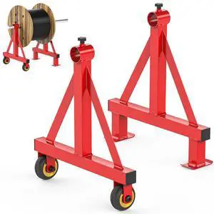 Wire Spool Rack Portable Cable Caddy Steel Wire Spool Holder | Wire Dispenser Rack with Wheels for up to 28" Diameter Spools 220 Lbs Capacity (Red) Wire Spool Rack Portable Cable Caddy Steel Wire Spool Holder | Wire Dispenser Rack with Wheels for up to 28" Diameter Spools 220 Lbs Capacity (Red)
