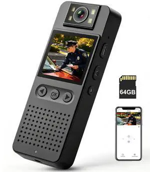 Body Camera with Audio and Video Recording: 64GB Body Cam WiFi Supports, 180° Rotating Lens, 1080P, Night Vision, 7Hr Battery Bodycam, Wearable Pocket Camera for Work, Travel, Pet Walking, Outdoor Body Camera with Audio and Video Recording: 64GB Body Cam WiFi Supports, 180° Rotating Lens, 1080P, Night Vision, 7Hr Battery Bodycam, Wearable Pocket Camera for Work, Travel, Pet Walking, Outdoor