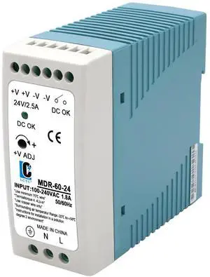 DIn Rail DC 24V Switching Power Supply MDR 60W Rail Type(Input:100-240VAC,Output:24VDC,50/60HZ) Switch Converter (24V 2.5A) DIn Rail DC 24V Switching Power Supply MDR 60W Rail Type(Input:100-240VAC,Output:24VDC,50/60HZ) Switch Converter (24V 2.5A)