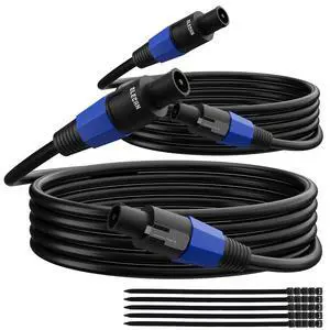 Professional Male Speakon to Speakon Cable 4 Ft/2 Pack, 12AWG Heavy-Duty High Power Audio Cord DJ/PA Amplifier Speaker Cable Wire with Twist Lock, 9.5mm OD, Black +Ties Professional Male Speakon to Speakon Cable 4 Ft/2 Pack, 12AWG Heavy-Duty High Power Audio Cord DJ/PA Amplifier Speaker Cable Wire with Twist Lock, 9.5mm OD, Black +Ties