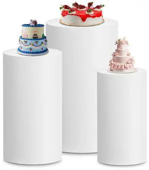 Cylinder Pedestal Covers, Set of 3 (S+M+L), White, Only Cloth | Spandex Display Cylinder Covers, Plinth Pillar Cover for Birthday Party Wedding Baby Shower Dessert Tables Decor Cylinder Pedestal Covers, Set of 3 (S+M+L), White, Only Cloth | Spandex Display Cylinder Covers, Plinth Pillar Cover for Birthday Party Wedding Baby Shower Dessert Tables Decor